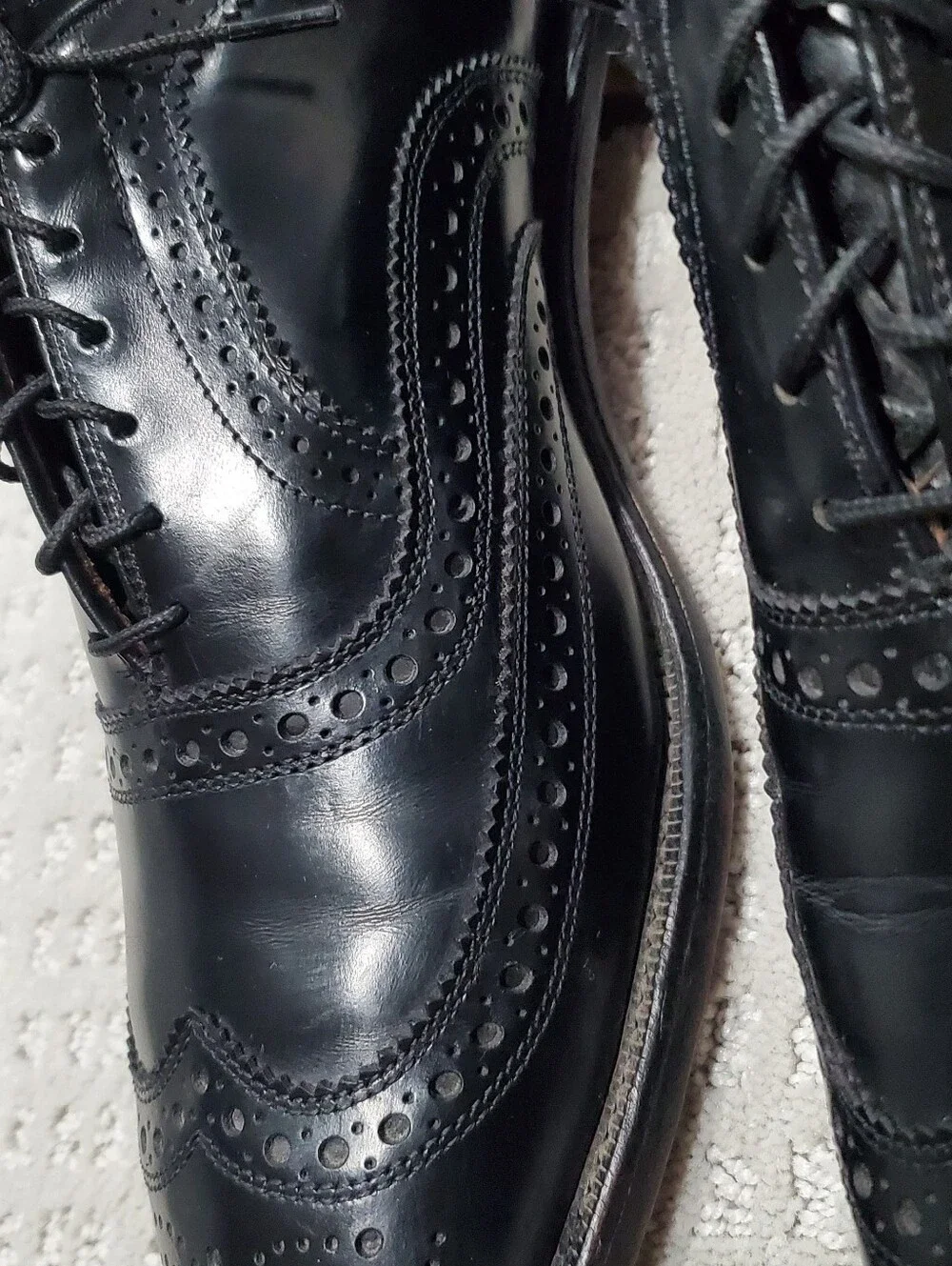 Allen Edmonds McAllister Black Leather Wingtip Oxford Shoes Men Size 8.5 D USA